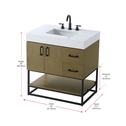 32 inch Single Bathroom Vanity in Chestnut Brown