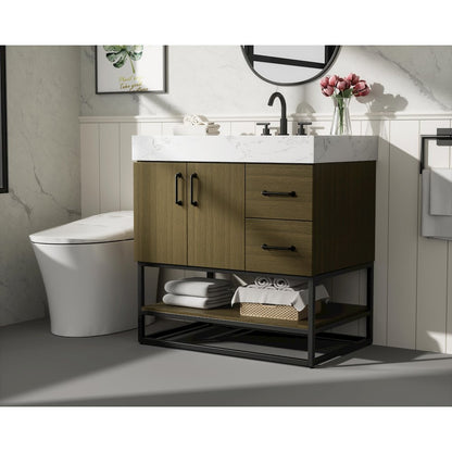32 inch Single Bathroom Vanity in Chestnut Brown