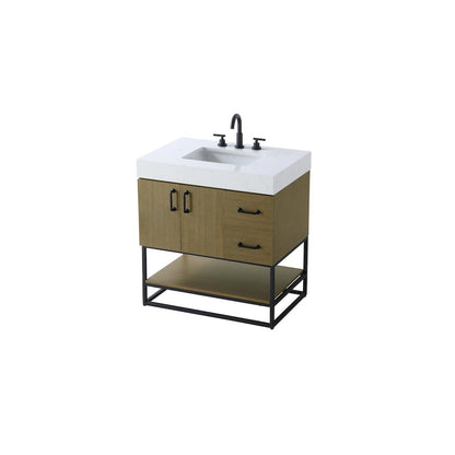 32 inch Single Bathroom Vanity in Chestnut Brown
