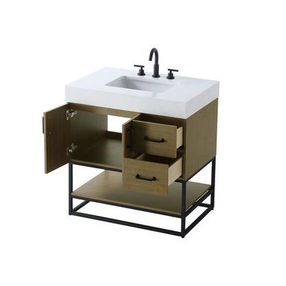 32 inch Single Bathroom Vanity in Chestnut Brown
