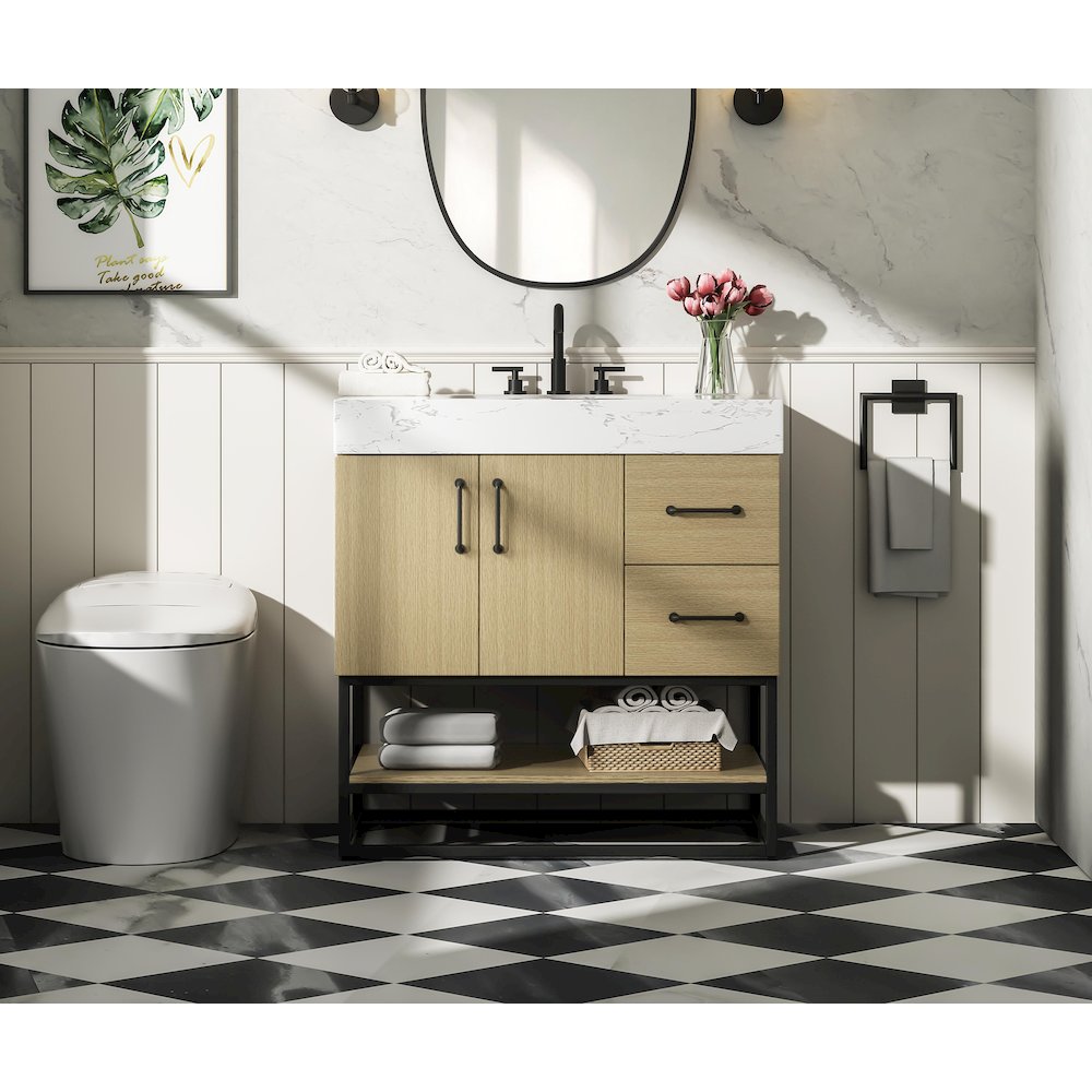 32 inch Single Bathroom Vanity in  Honey Brown