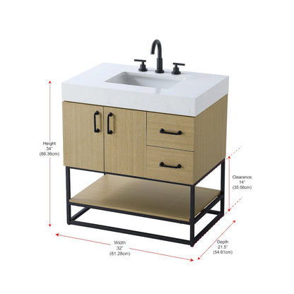 32 inch Single Bathroom Vanity in  Honey Brown