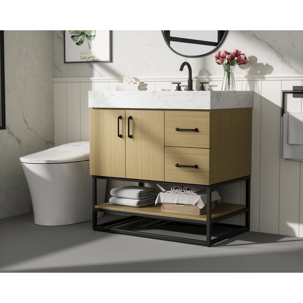 32 inch Single Bathroom Vanity in  Honey Brown