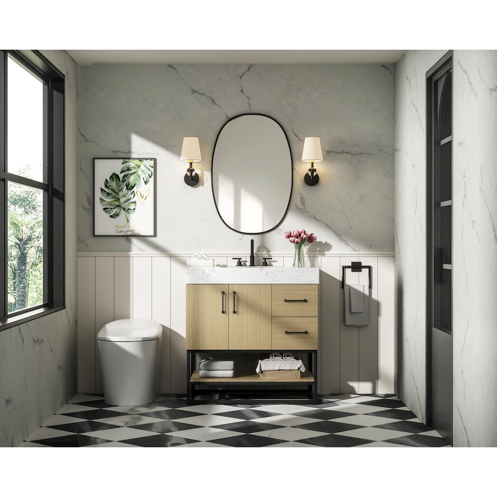 32 inch Single Bathroom Vanity in  Honey Brown
