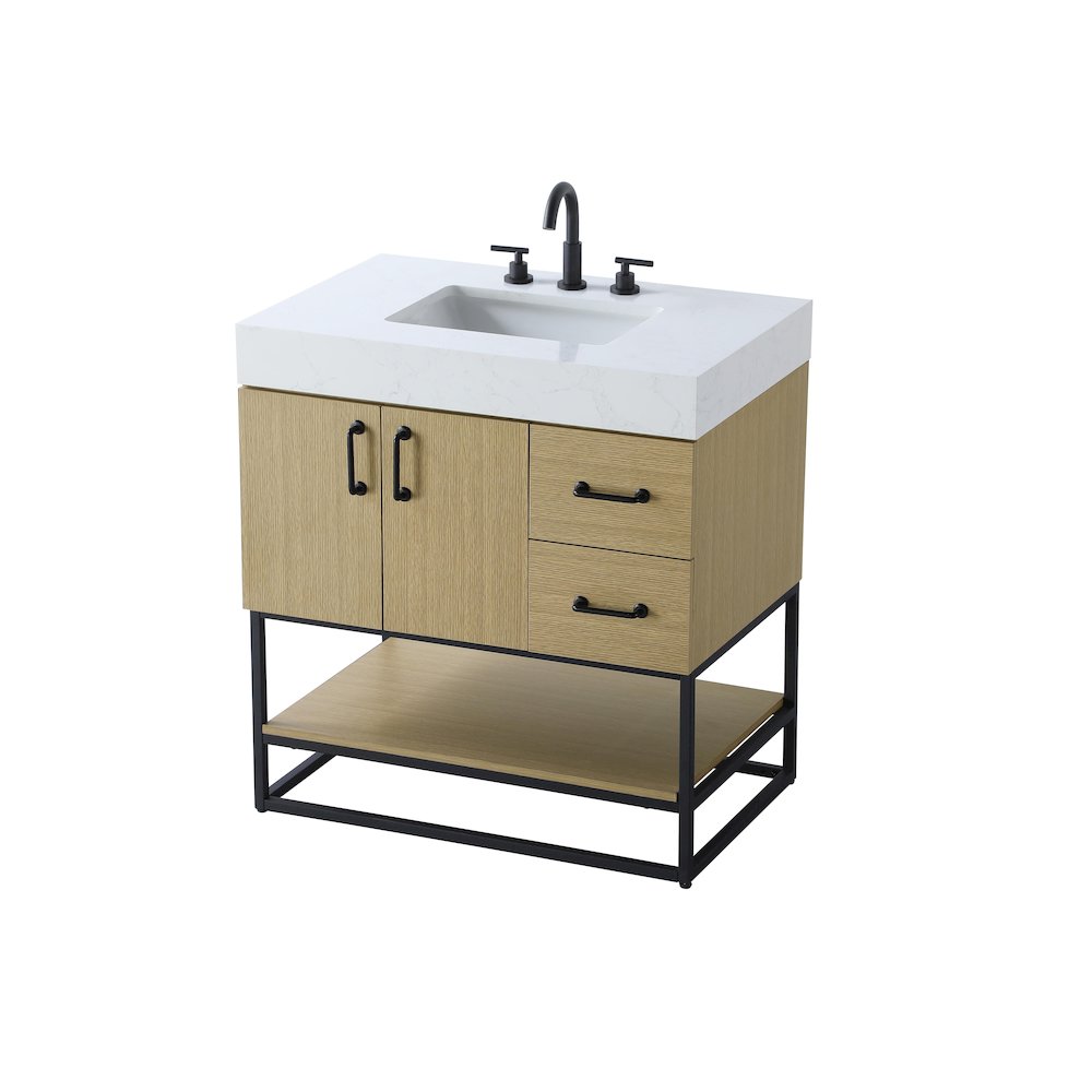 32 inch Single Bathroom Vanity in  Honey Brown