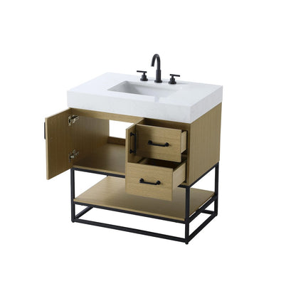 32 inch Single Bathroom Vanity in  Honey Brown