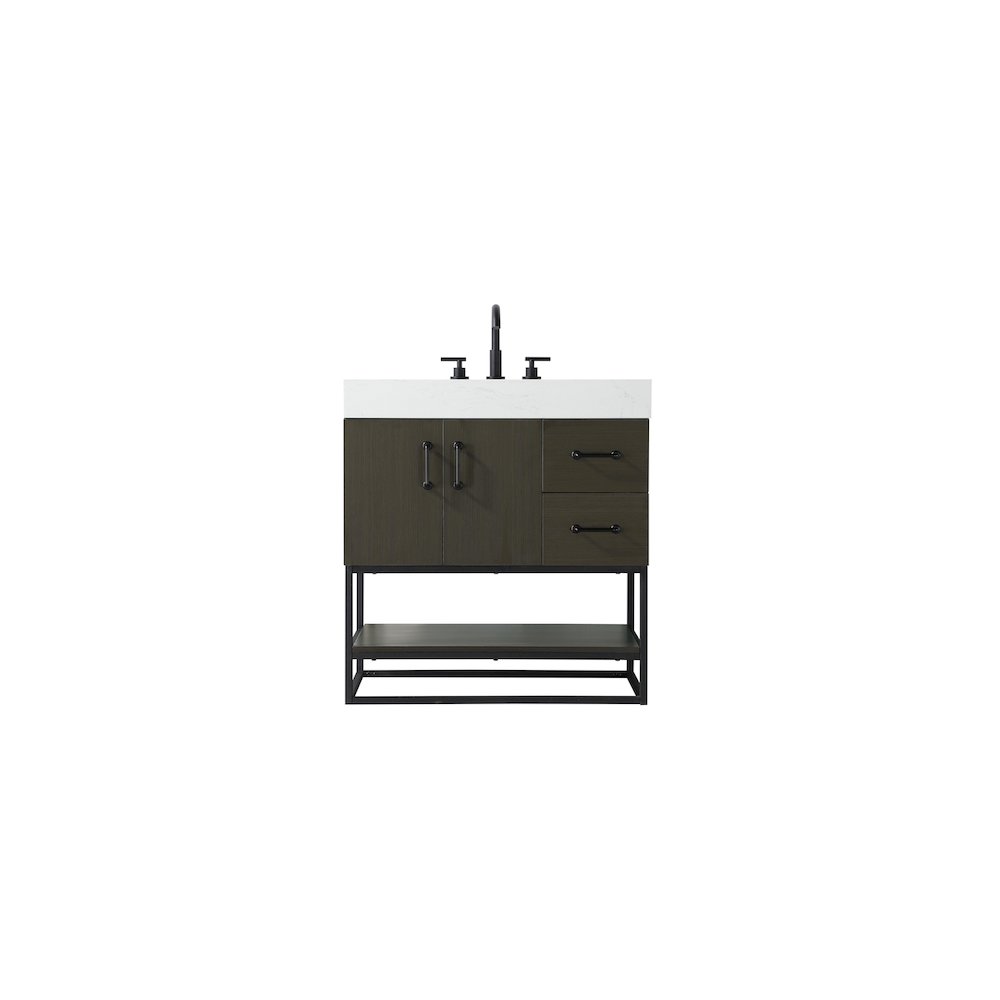 32 inch Single Bathroom Vanity in Mocha Brown