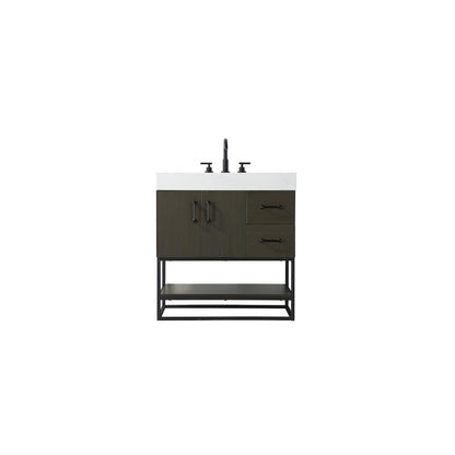 32 inch Single Bathroom Vanity in Mocha Brown
