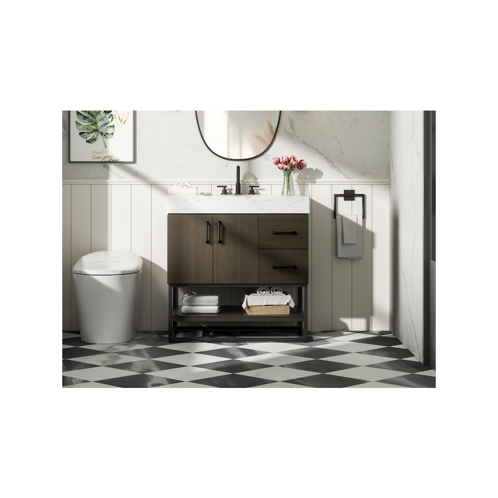 32 inch Single Bathroom Vanity in Mocha Brown
