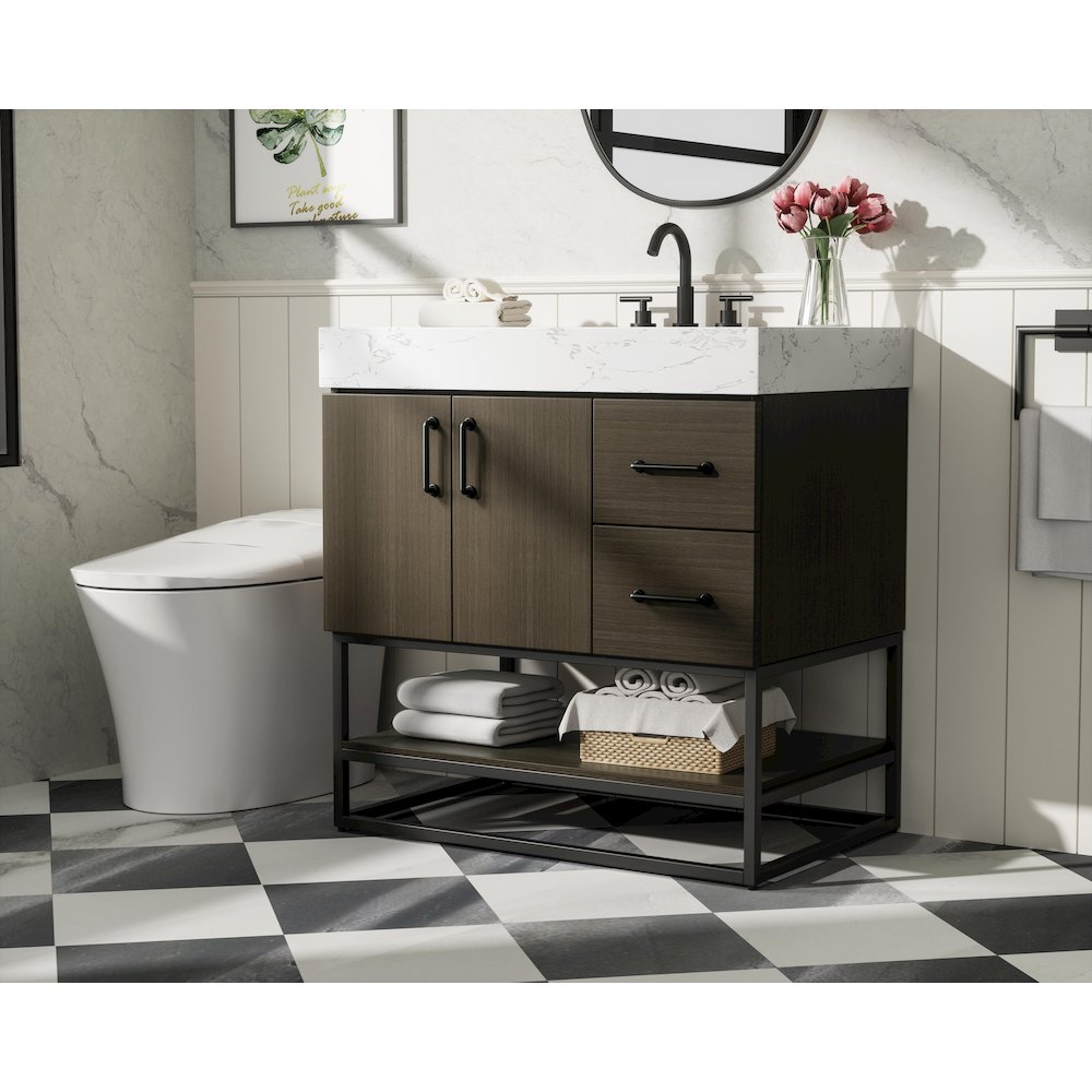 32 inch Single Bathroom Vanity in Mocha Brown