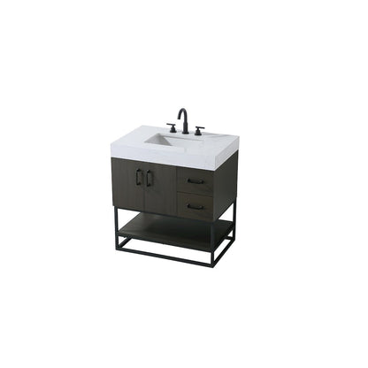 32 inch Single Bathroom Vanity in Mocha Brown