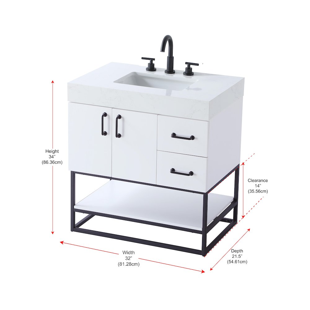 32 inch Single Bathroom Vanity in White