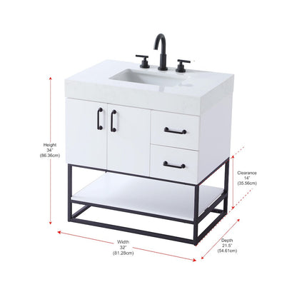 32 inch Single Bathroom Vanity in White