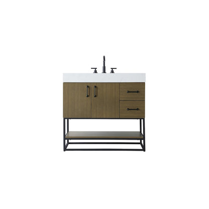 36 inch Single Bathroom Vanity in Chestnut Brown