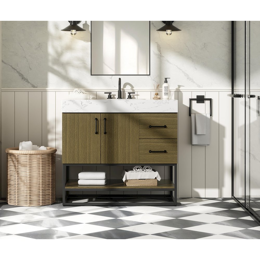 36 inch Single Bathroom Vanity in Chestnut Brown