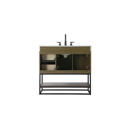 36 inch Single Bathroom Vanity in Chestnut Brown
