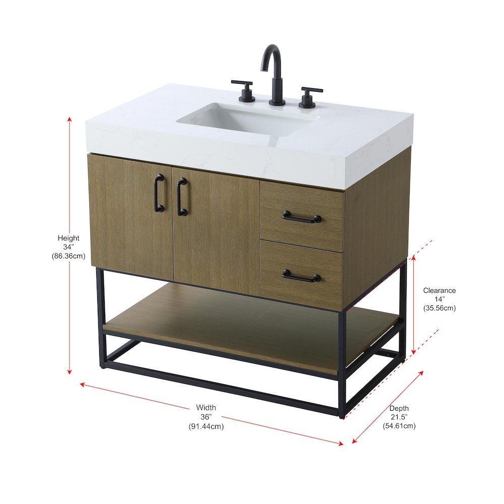 36 inch Single Bathroom Vanity in Chestnut Brown