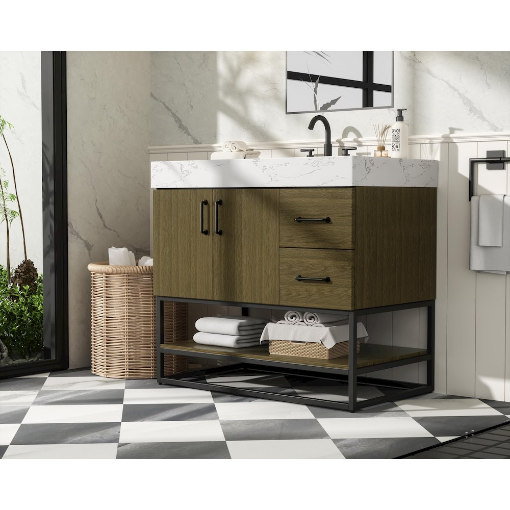 36 inch Single Bathroom Vanity in Chestnut Brown