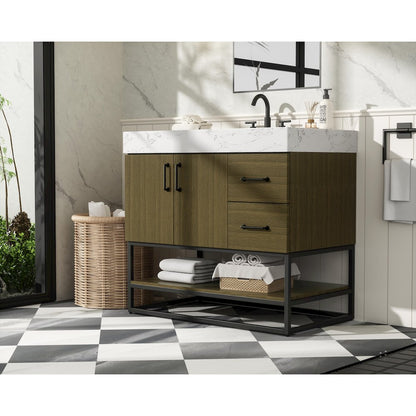 36 inch Single Bathroom Vanity in Chestnut Brown