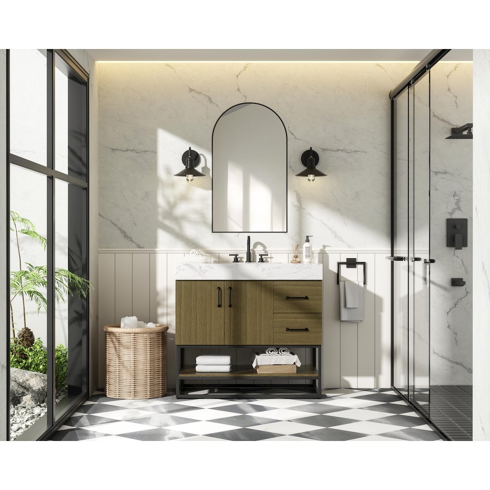 36 inch Single Bathroom Vanity in Chestnut Brown