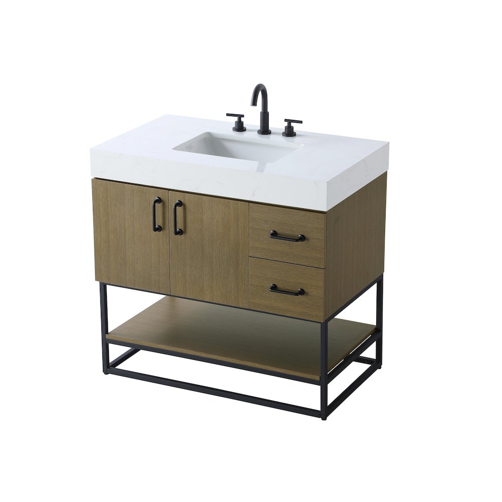 36 inch Single Bathroom Vanity in Chestnut Brown