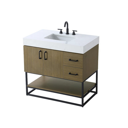 36 inch Single Bathroom Vanity in Chestnut Brown