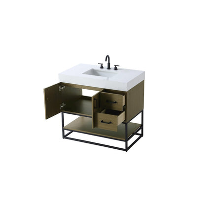 36 inch Single Bathroom Vanity in Chestnut Brown