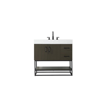 36 inch Single Bathroom Vanity in Mocha Brown