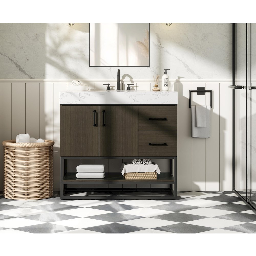 36 inch Single Bathroom Vanity in Mocha Brown