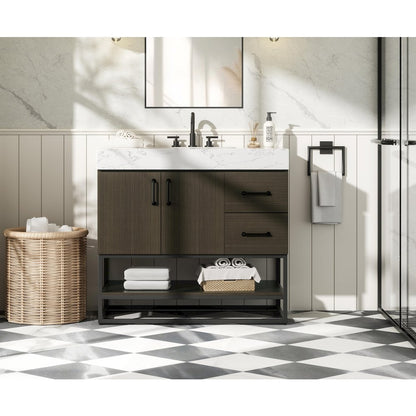 36 inch Single Bathroom Vanity in Mocha Brown