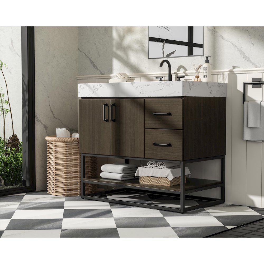 36 inch Single Bathroom Vanity in Mocha Brown