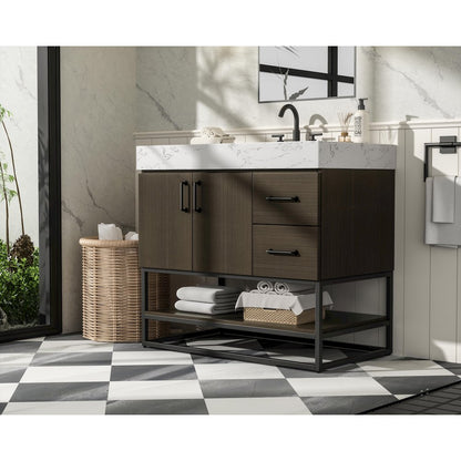 36 inch Single Bathroom Vanity in Mocha Brown