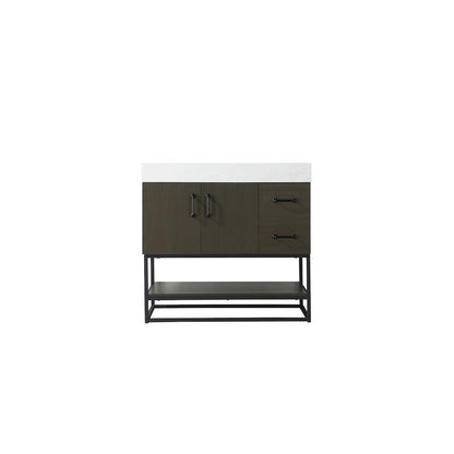 36 inch Single Bathroom Vanity in Mocha Brown