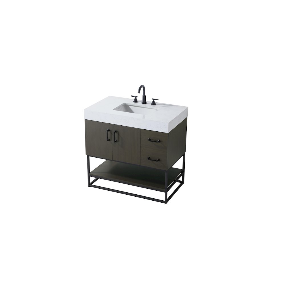 36 inch Single Bathroom Vanity in Mocha Brown