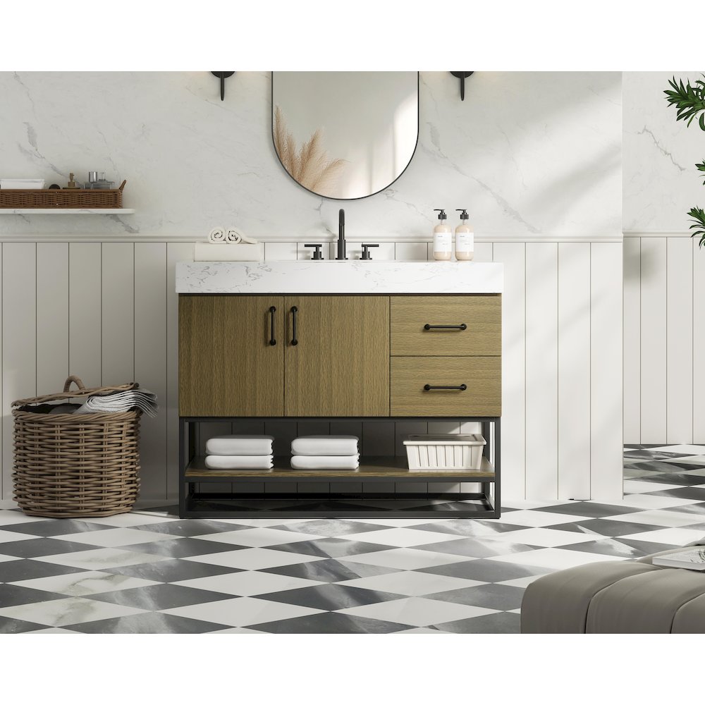 42 inch Single Bathroom Vanity in Chestnut Brown