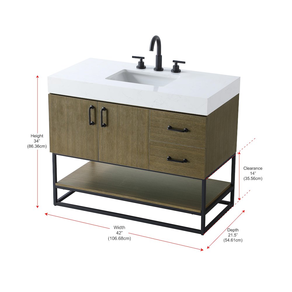 42 inch Single Bathroom Vanity in Chestnut Brown