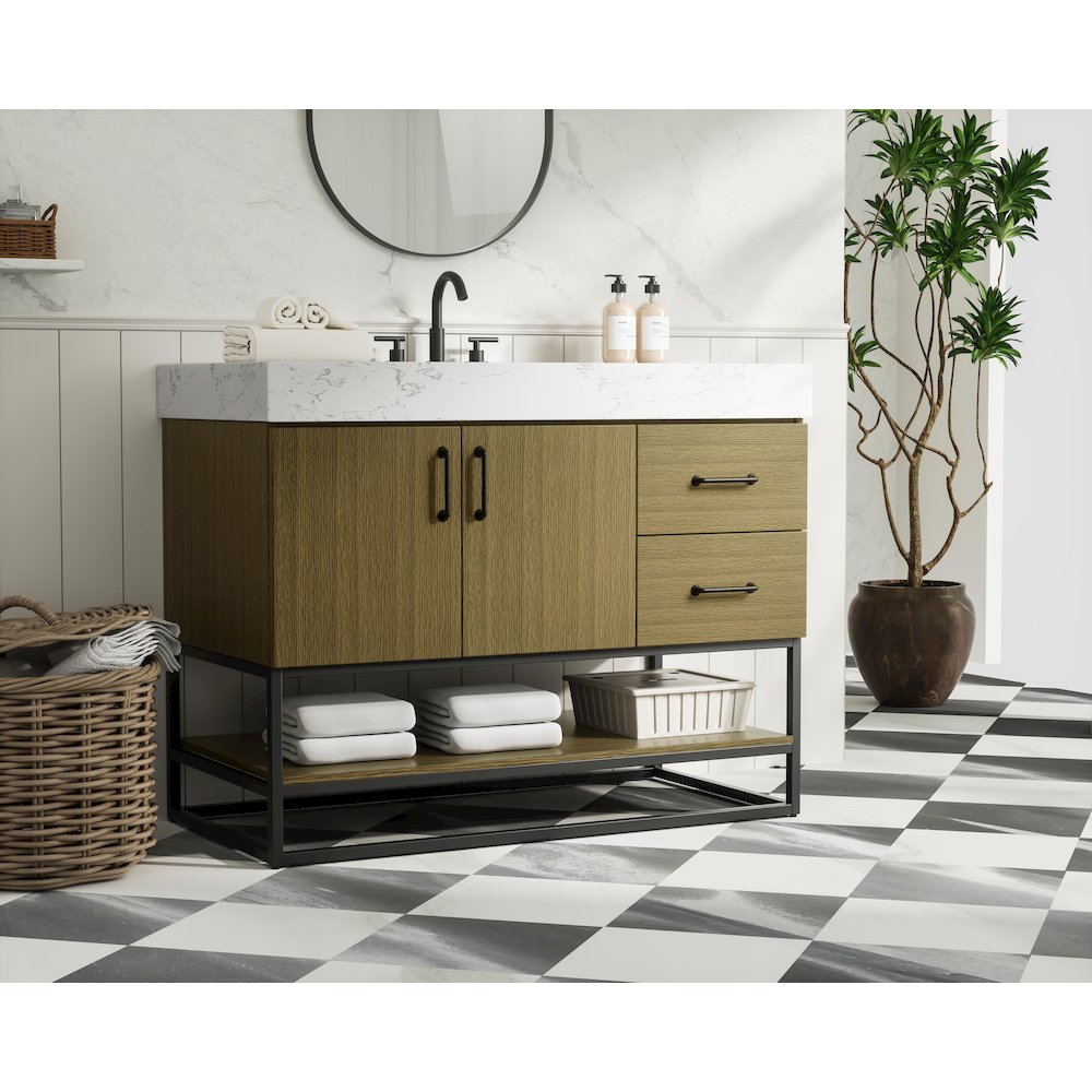 42 inch Single Bathroom Vanity in Chestnut Brown
