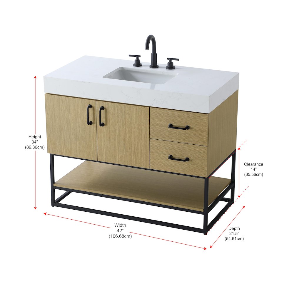 42 inch Single Bathroom Vanity in  Honey Brown