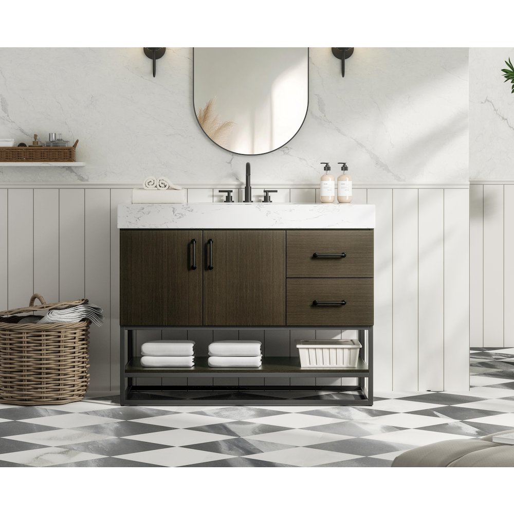 42 inch Single Bathroom Vanity in Mocha Brown