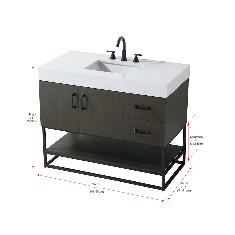 42 inch Single Bathroom Vanity in Mocha Brown
