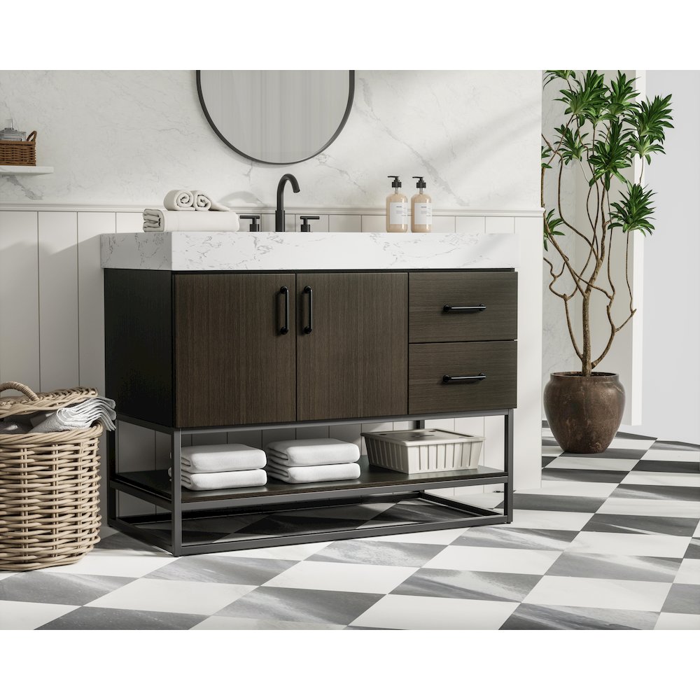 42 inch Single Bathroom Vanity in Mocha Brown