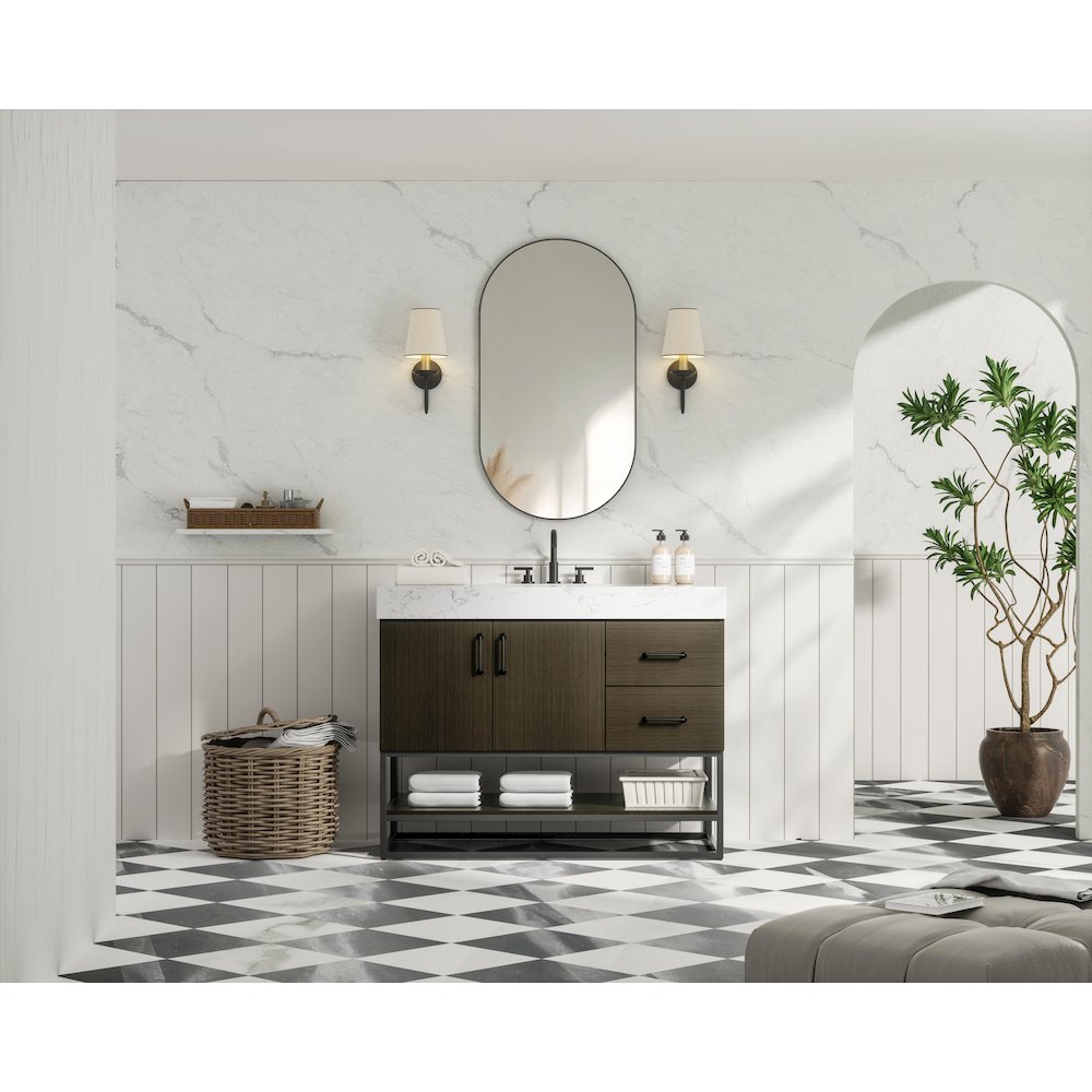 42 inch Single Bathroom Vanity in Mocha Brown