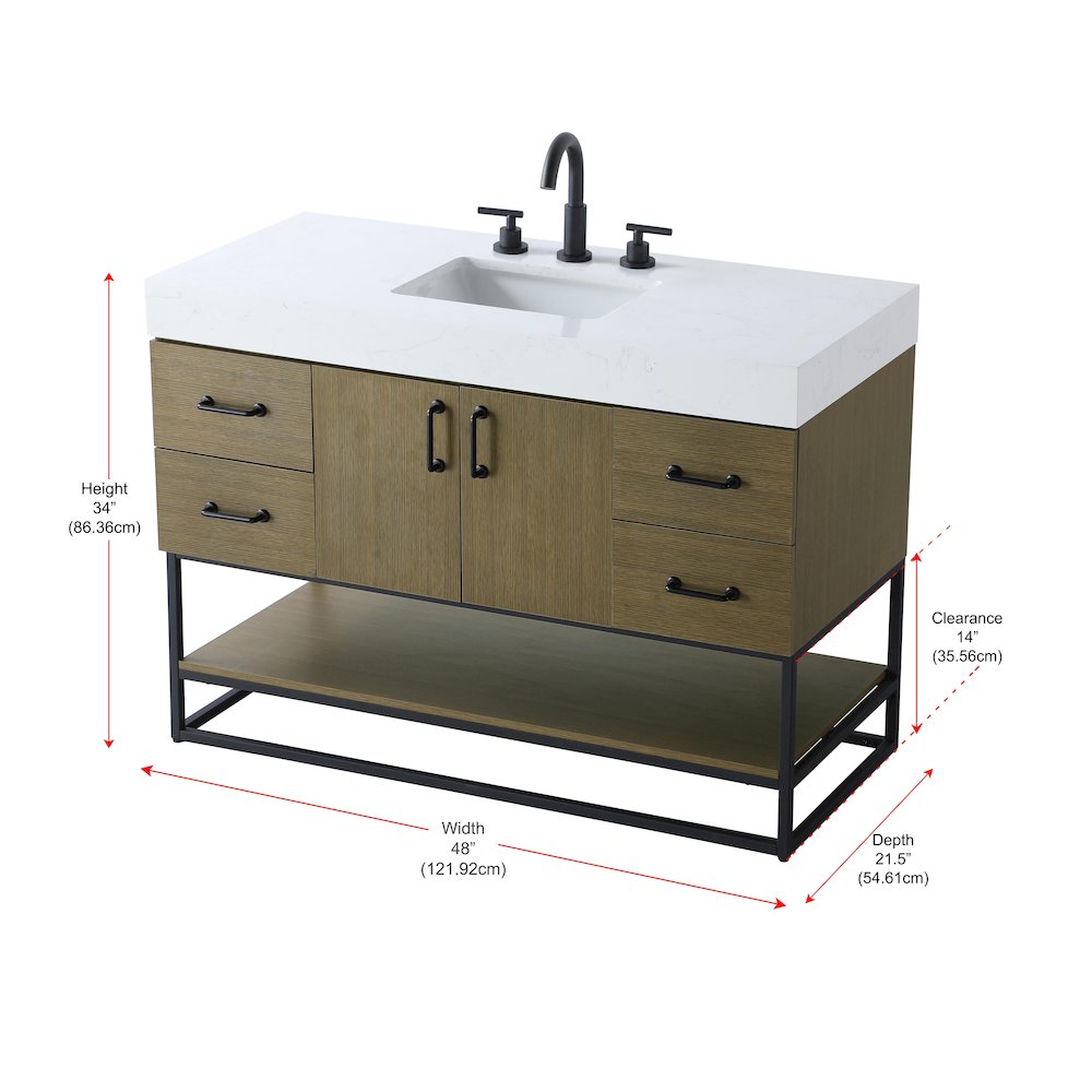 48 inch Single Bathroom Vanity in Chestnut Brown