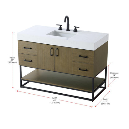 48 inch Single Bathroom Vanity in Chestnut Brown