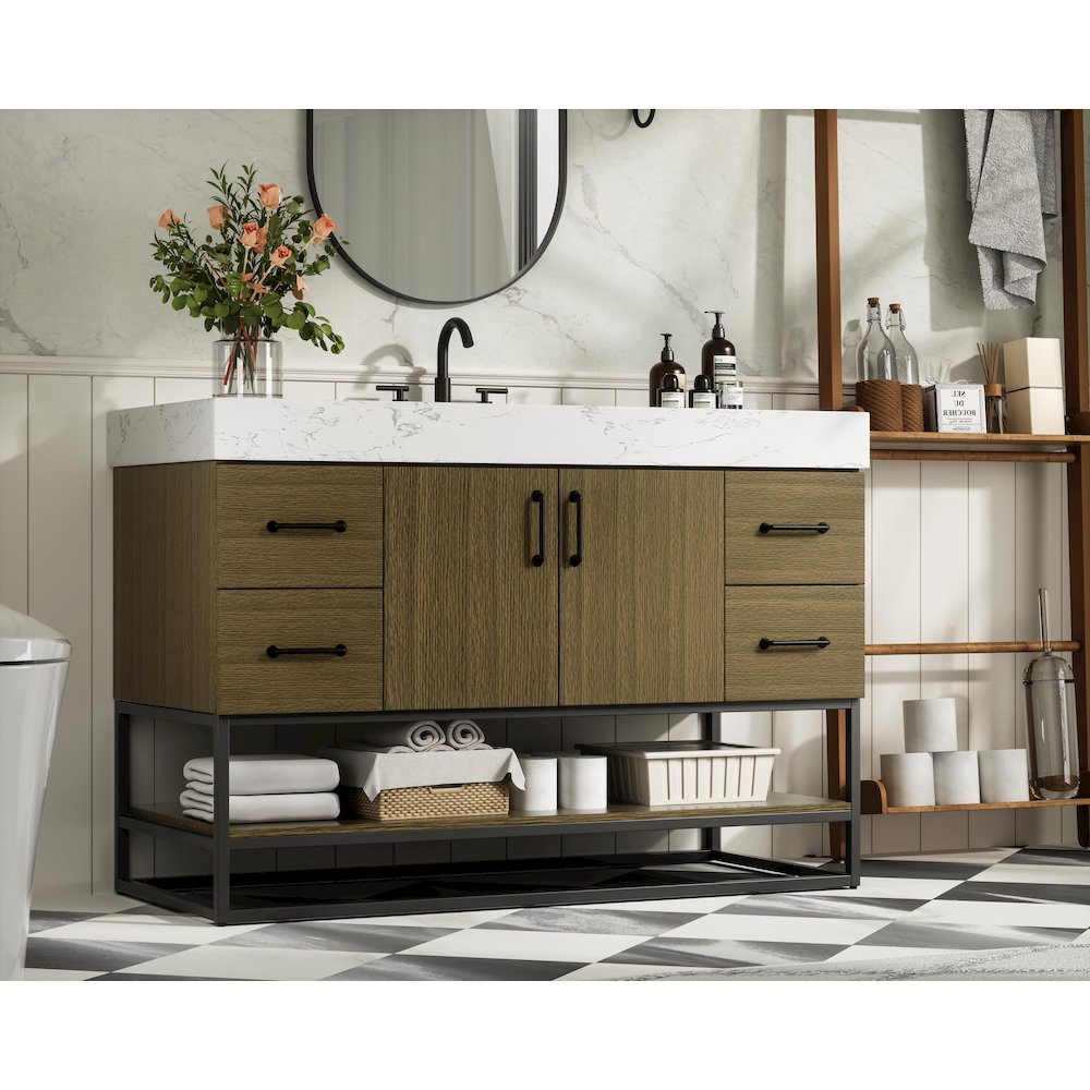 48 inch Single Bathroom Vanity in Chestnut Brown