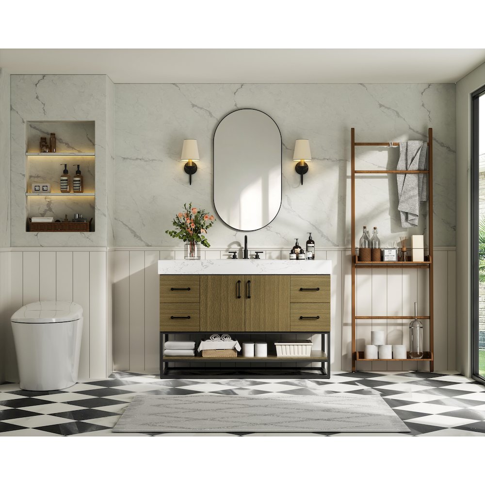 48 inch Single Bathroom Vanity in Chestnut Brown