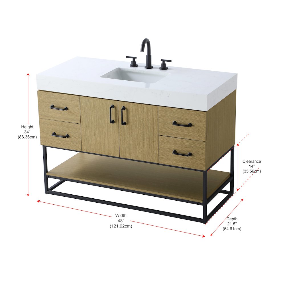 48 inch Single Bathroom Vanity in  Honey Brown