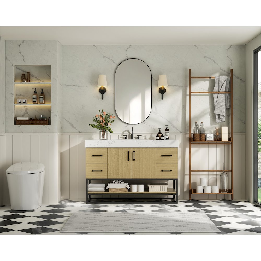 48 inch Single Bathroom Vanity in  Honey Brown