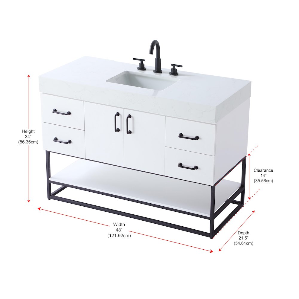 48 inch Single Bathroom Vanity in White