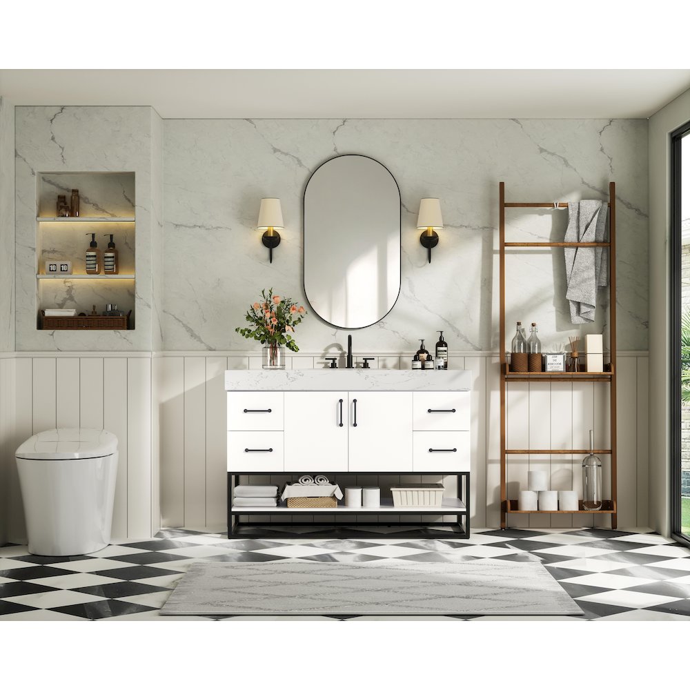 48 inch Single Bathroom Vanity in White